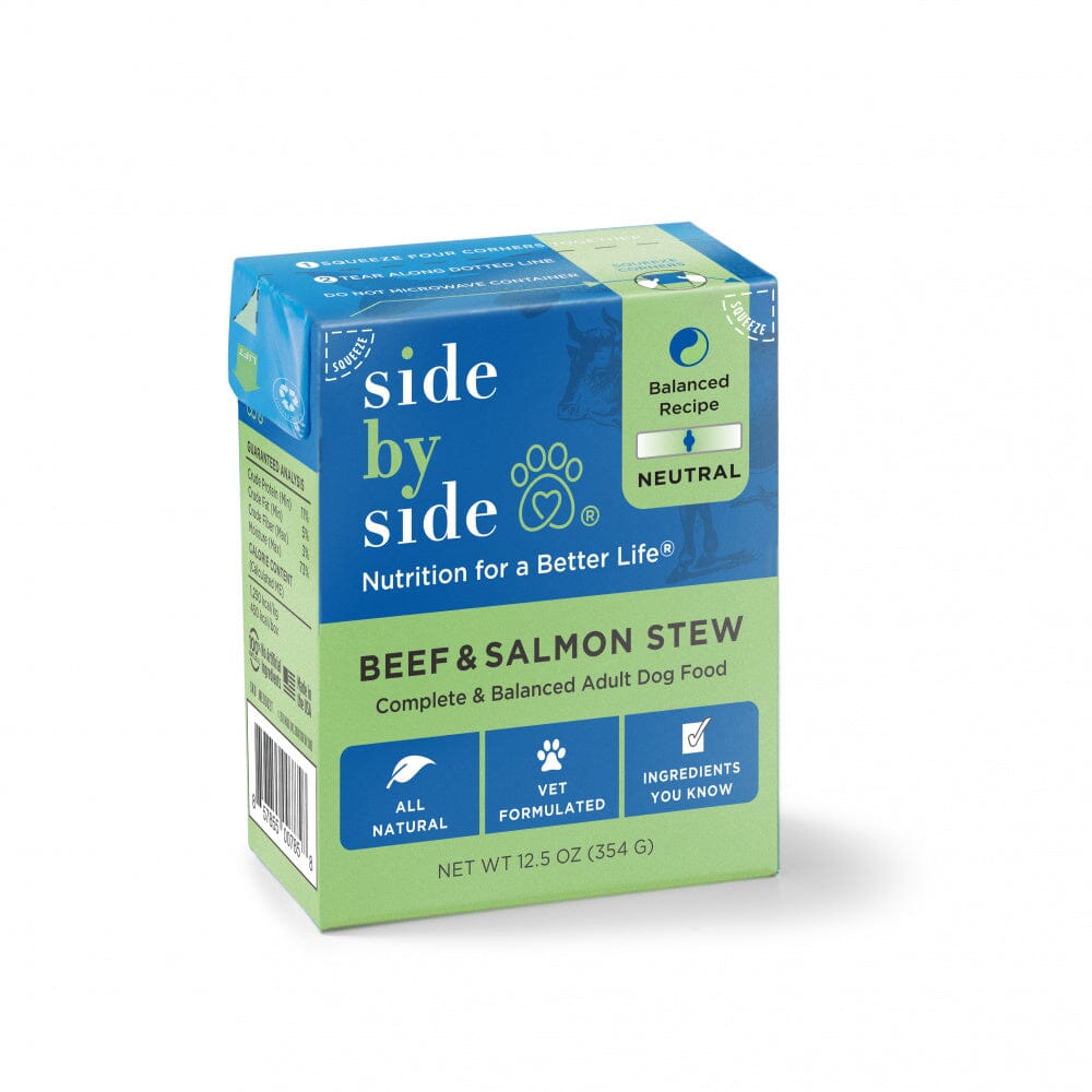 Side By Side Beef & Salmon Stew Neutral Recipe Tetra Pack Wet Dog Food  