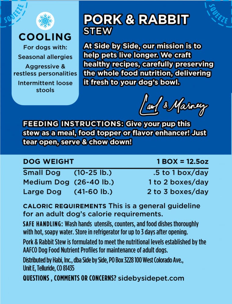 Side By Side Cooling Pork & Rabbit Stew Cooling Recipe Tetra Pack Wet Dog Food  