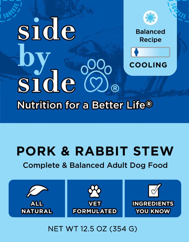 Side By Side Cooling Pork & Rabbit Stew Cooling Recipe Tetra Pack Wet Dog Food  