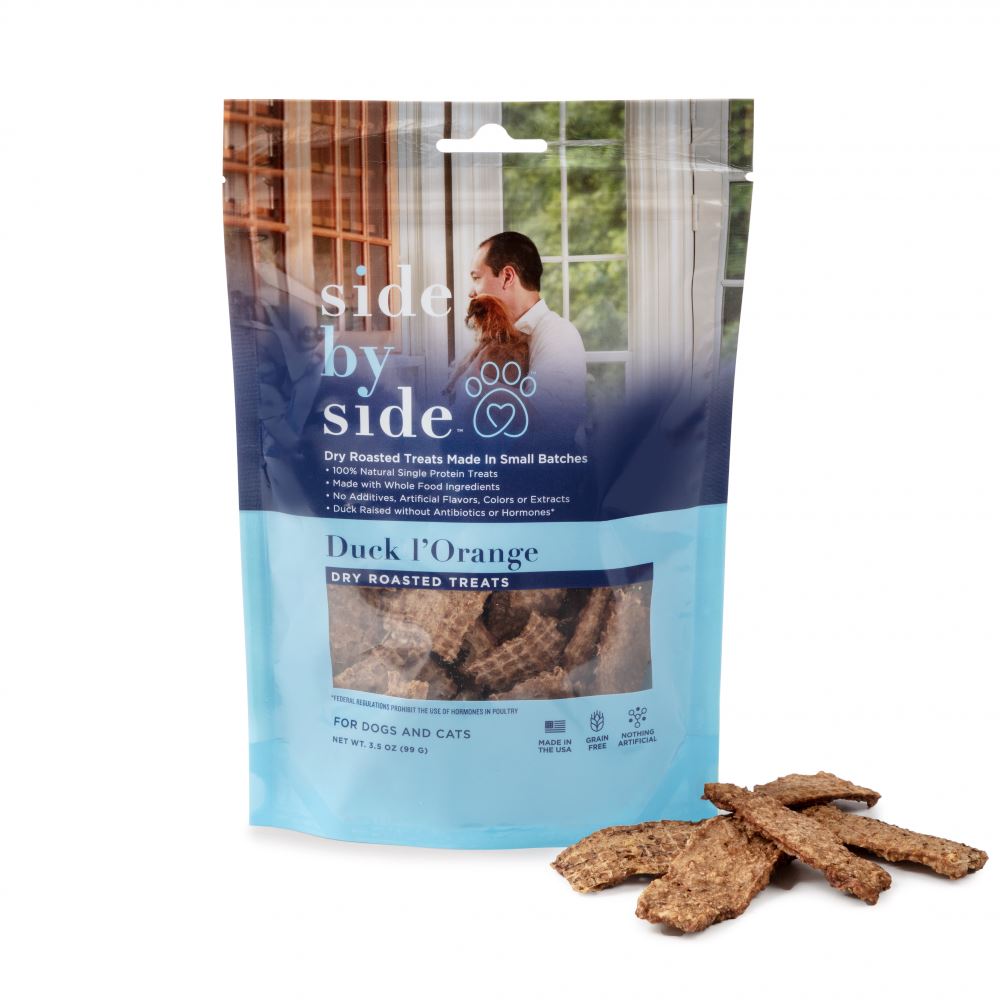 Side By Side Small Batch Dry Roasted Duck l'Orange Dog & Cat Cooling Treats  