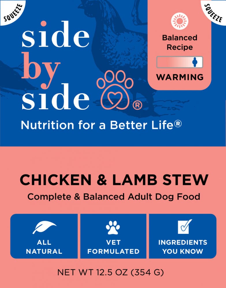 Side By Side Warming Chicken & Lamb Stew Warming Recipe Tetra Pack Wet Dog Food  