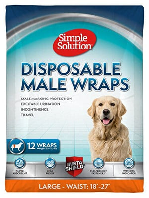 Simple Solution Disposable Male Wrap Dog Diapers - Large - 12Pk