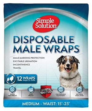 Simple Solution Disposable Male Wrap Dog Diapers - Medium - 12 Pack