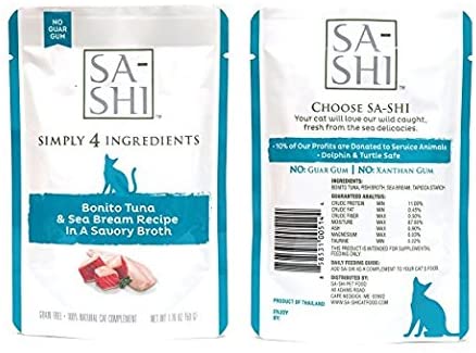 Simply 4 Ingredients SA-SHI Tuna & Sea Bream Wet Cat Food - 1.76 oz - Case of 8  
