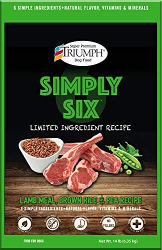 Simply Six Limited Ingredient Dry Dog Food - Lamb Rice and Peaa - 14 Lbs  