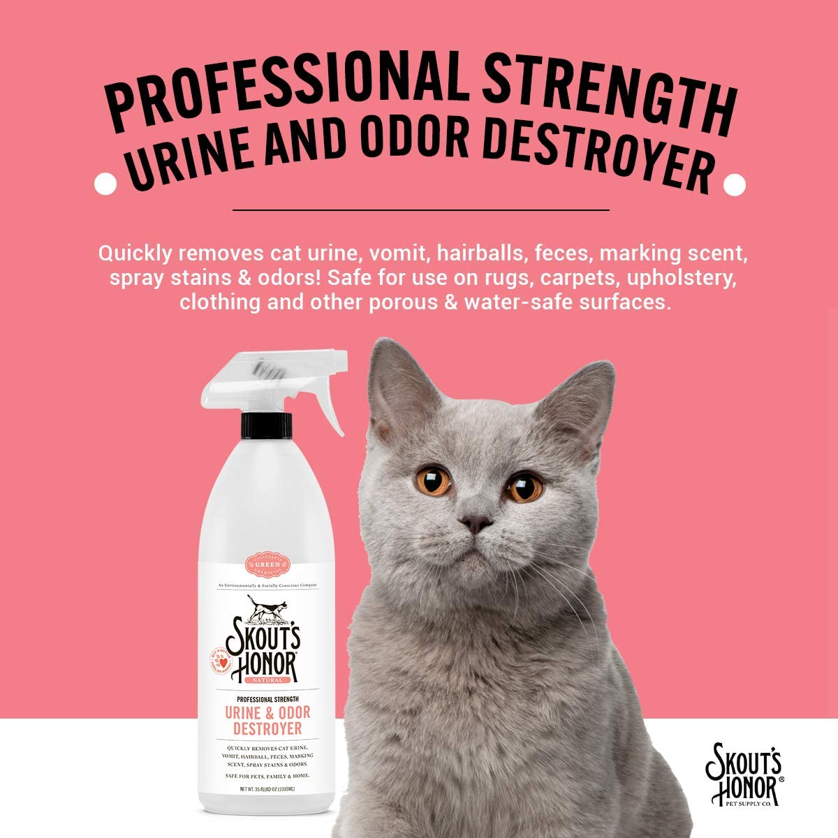 Skout's Honor Cat Urine & Odor Destroyer Stain and Odor Remover - 128 oz Jug  