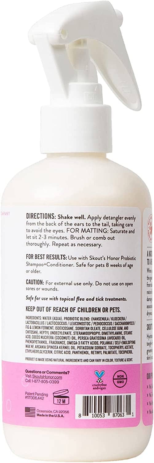 Skout's Honor Probiotic Daily Use Happy Puppy Dog Detangler - 8 Oz Bottle  