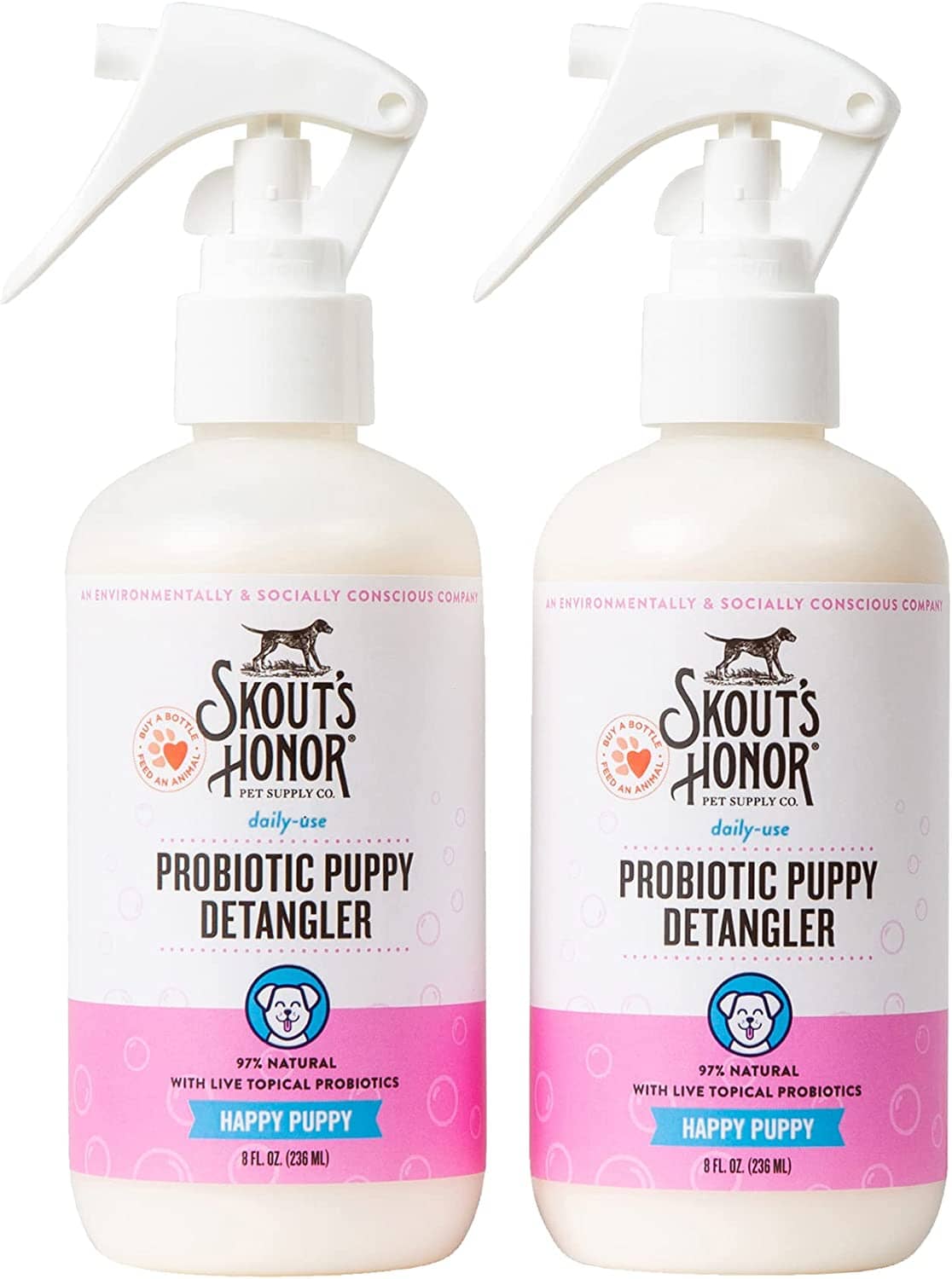 Skout's Honor Probiotic Daily Use Happy Puppy Dog Detangler - 8 Oz Bottle  