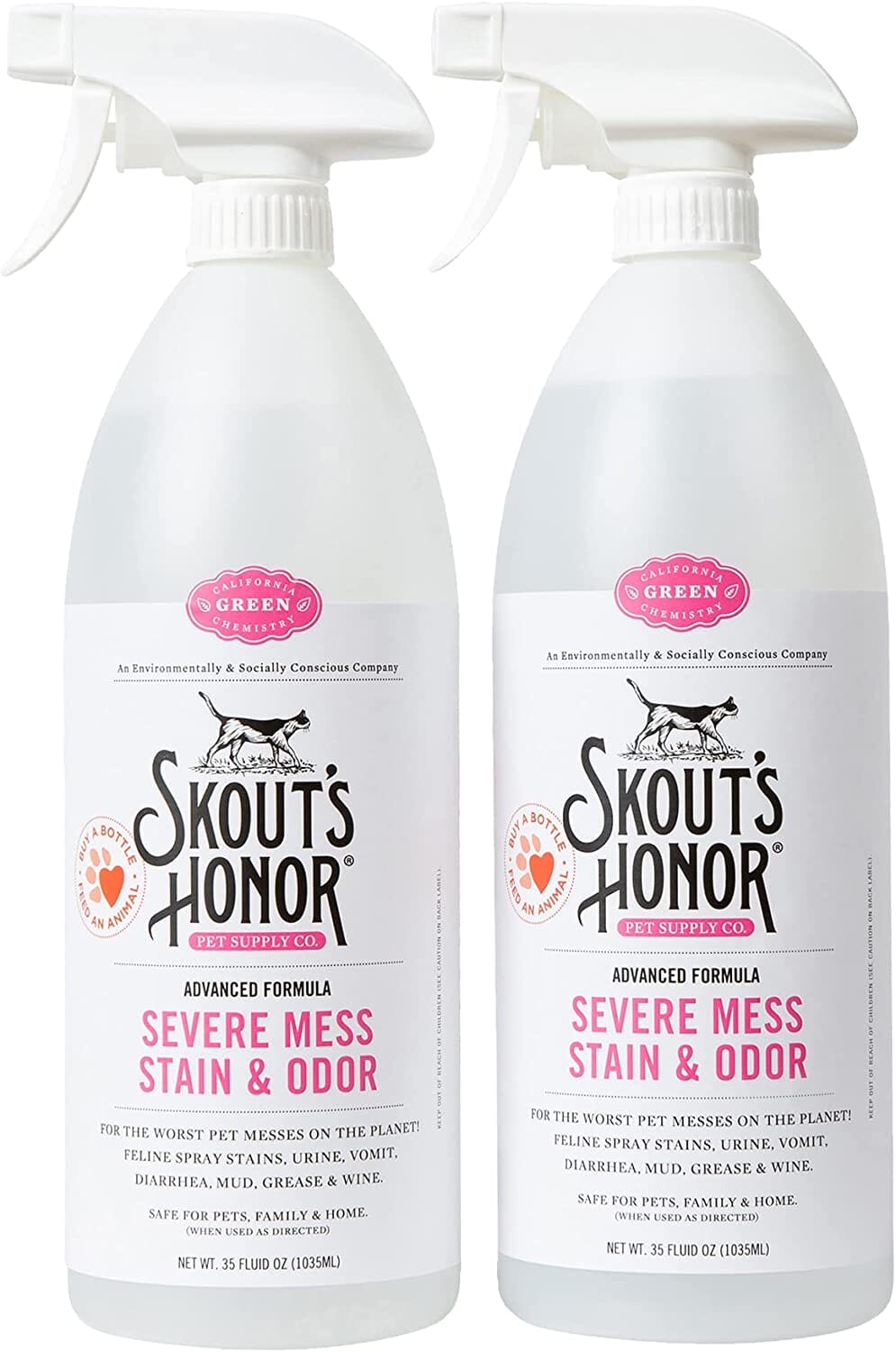 Skout's Honor Stain & Odor Severe Mess Advanced Formula Cat Stain and Odor Remover - 35 Oz Bottle  