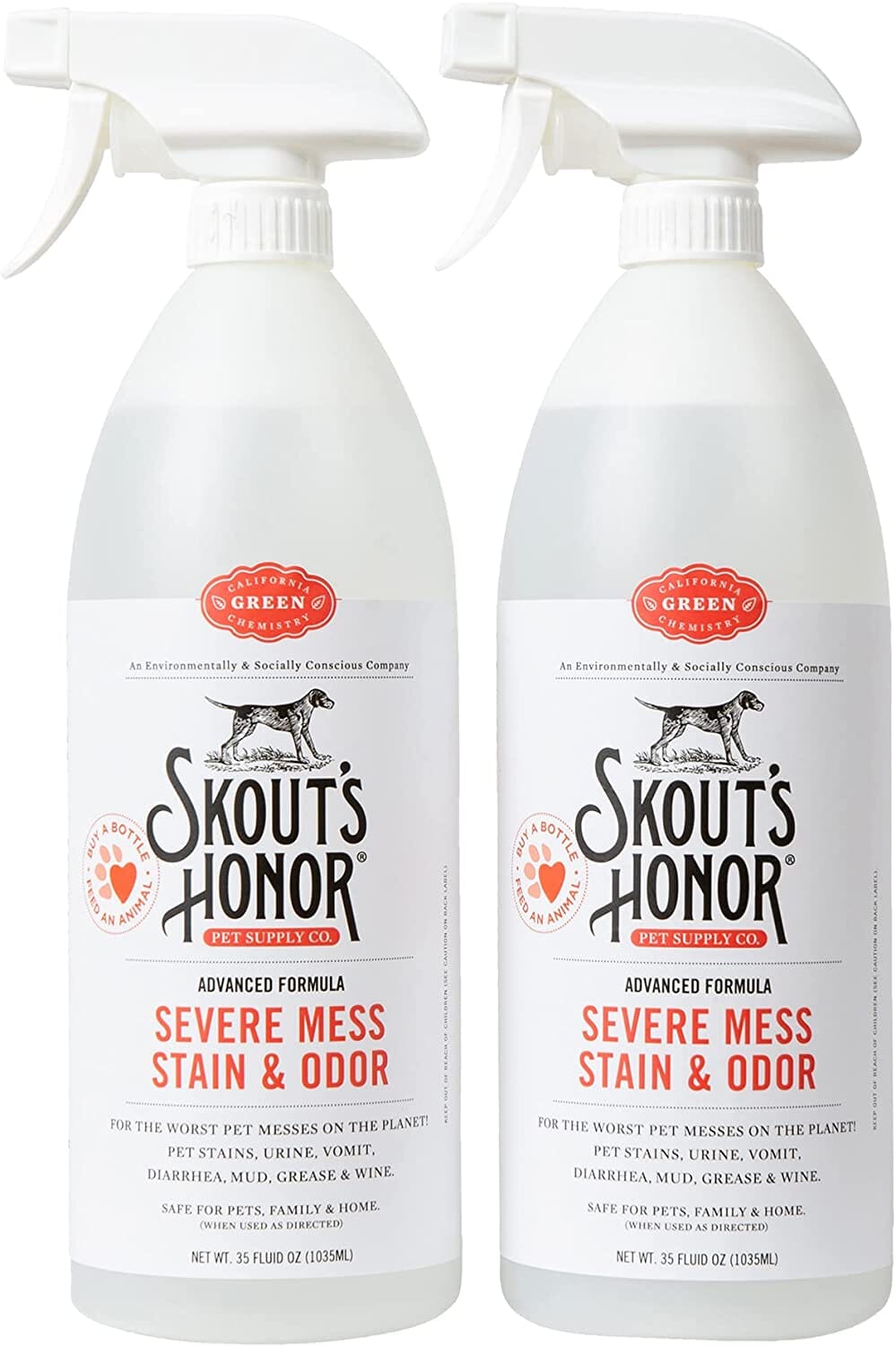 Skout's Honor Stain & Odor Severe Mess Advanced Formula Dog Stain and Odor Remover - 35 Oz Bottle  