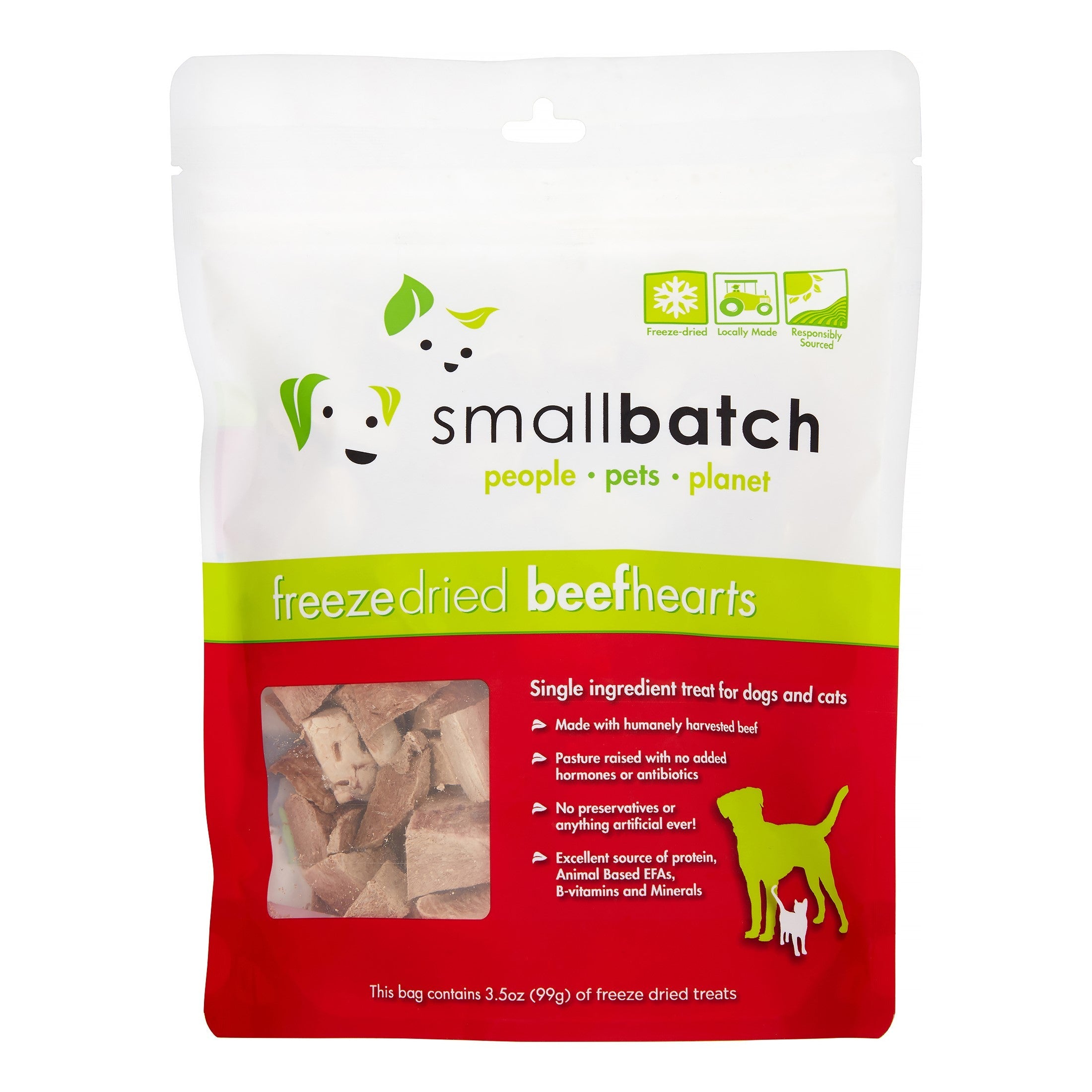 Small Batch Dog and Cat Freeze-Dried Treat Beef Hearts - 3.5 Oz  