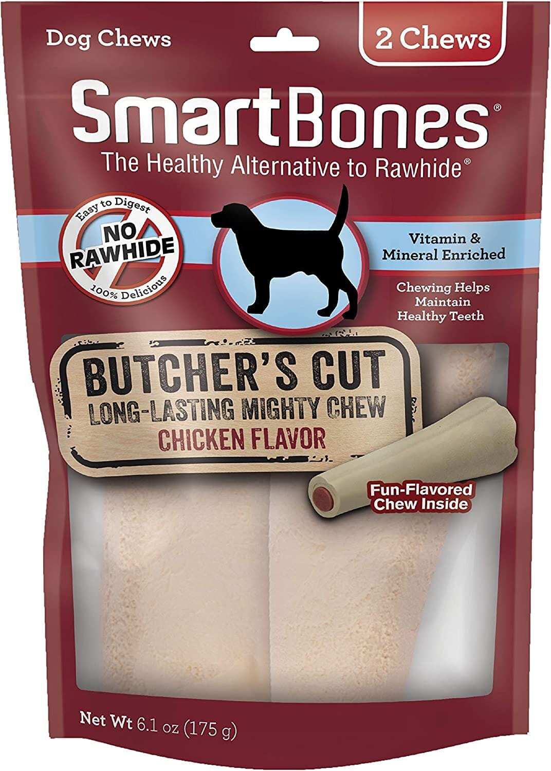 Smartbones Butcher'S Cut Long-Lasting Mighty Chews Dog Dental and Hard Chews - Pork - Large - 2 Pack  