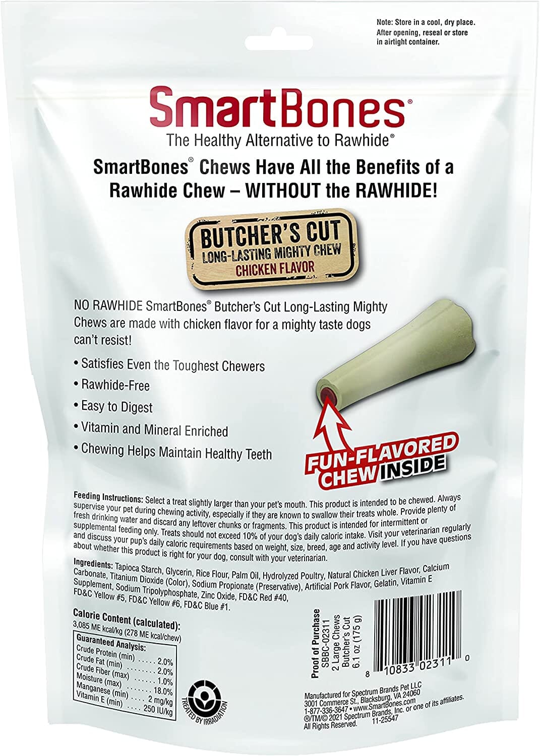 Smartbones Butcher'S Cut Long-Lasting Mighty Chews Dog Dental and Hard Chews - Pork - Large - 2 Pack  