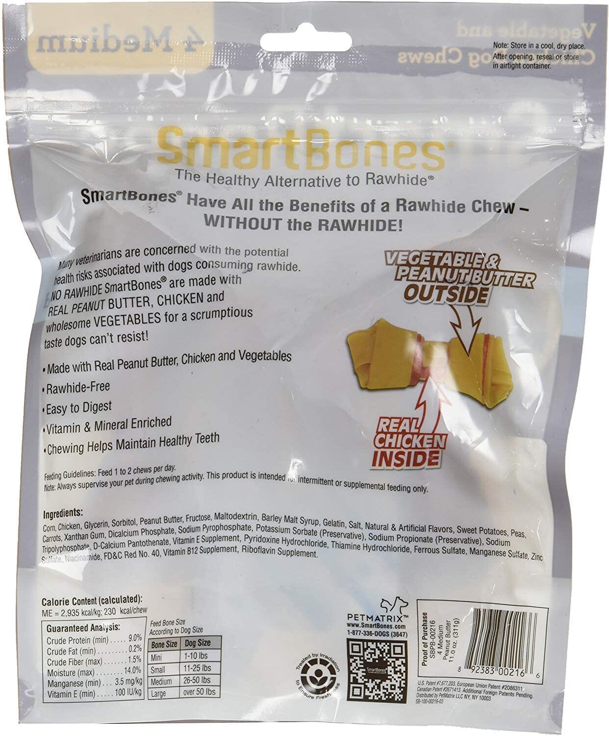 Smartbones Dog Dental and Hard Chews - Peanut Butter - Medium - 4 Pack  