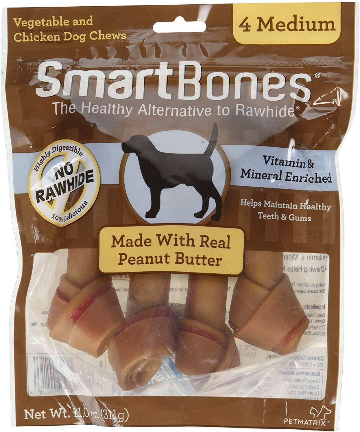 Smartbones Dog Dental and Hard Chews - Peanut Butter - Medium - 4 Pack  