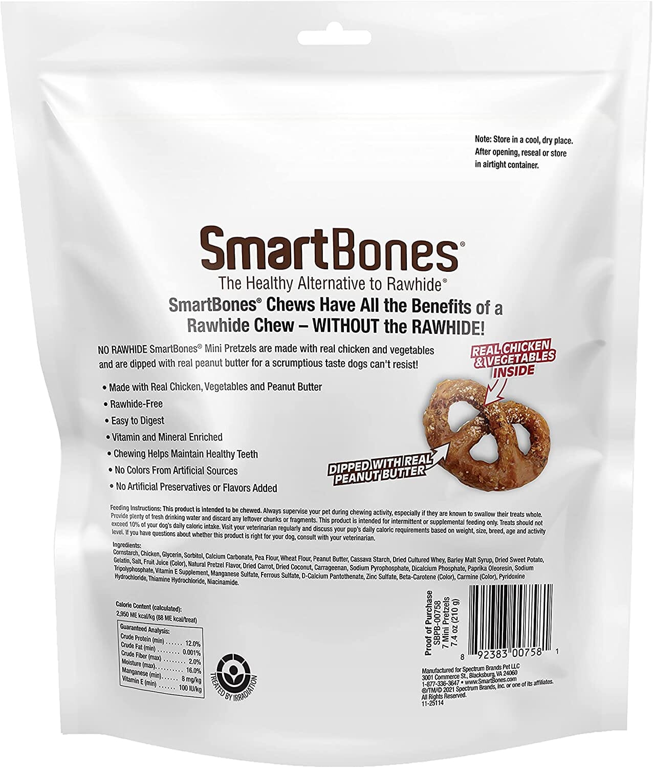 Smartbones Pretzel Stick Dipped Dog Dental and Hard Chews - Peanut Butter - 7 Count  