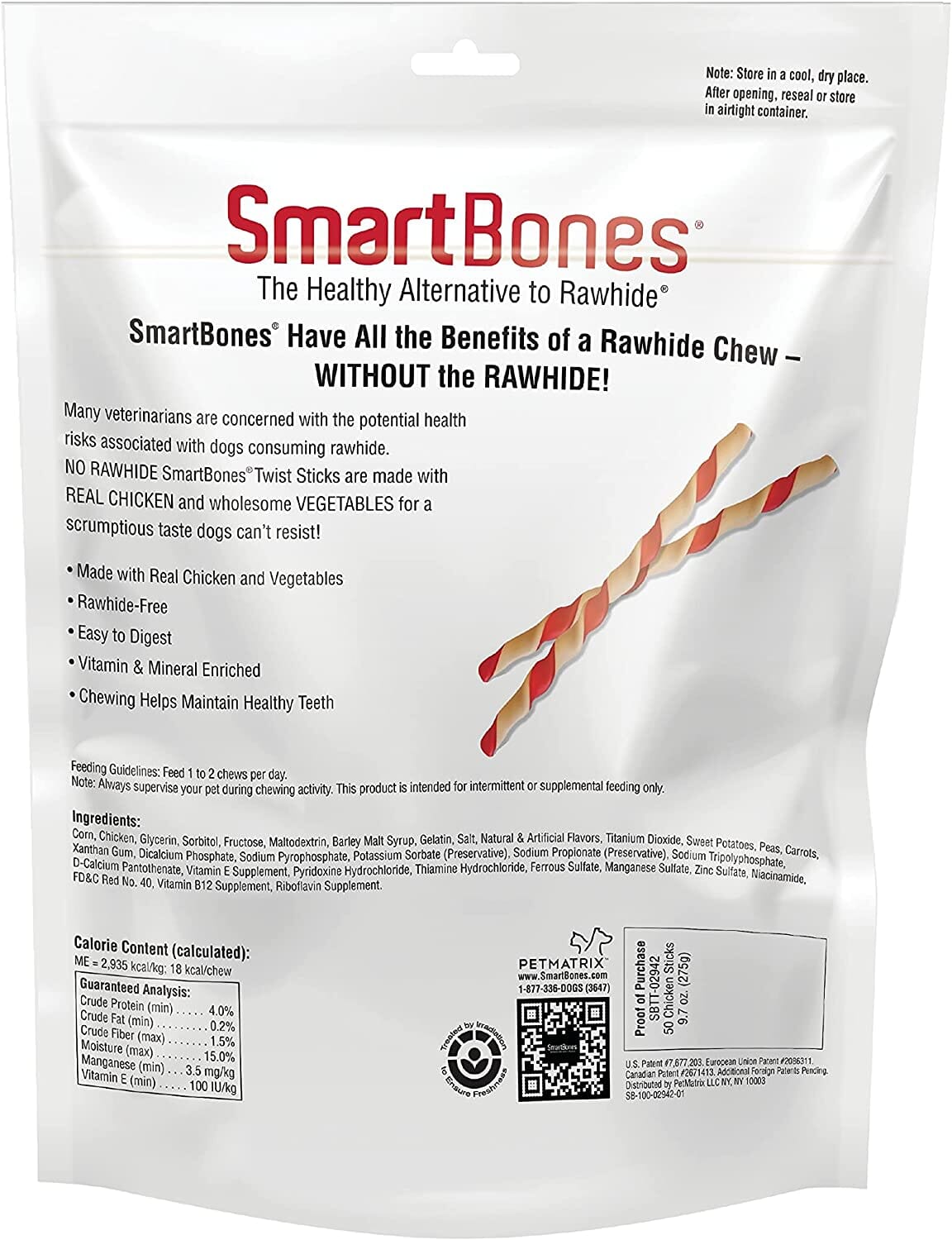 Smartbones Smart Twist Sticks Dog Dental and Hard Chews - Chicken - 50 Pack  