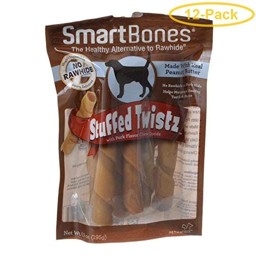 Smartbones Stuffed Twistz Dog Dental and Hard Chews - Peanut Butter - 6.9 Oz - 6 Pack  