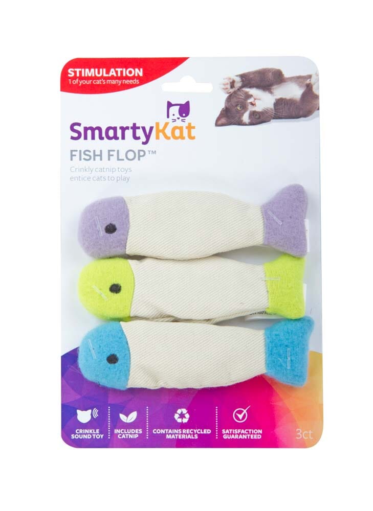 SmartyKat Fish Flop Crinkle Plush Catnip Toy - Multi-Color - 3 Pack  