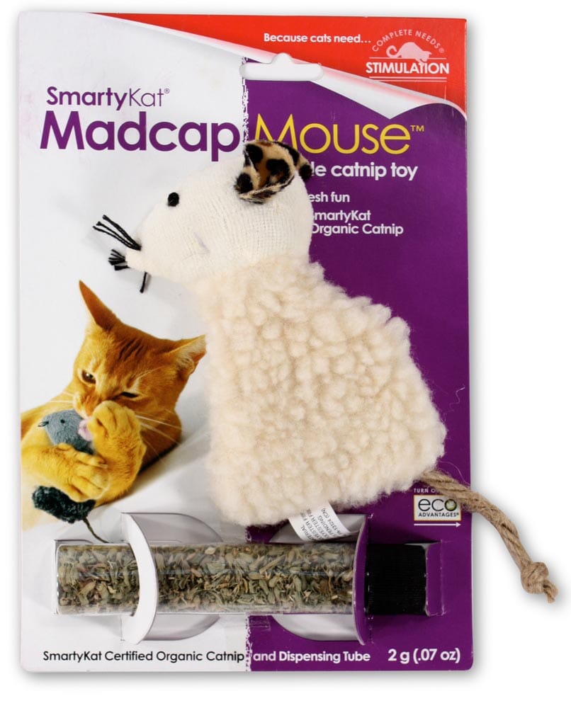 SmartyKat Madcap Mouse Refillable with Catnip Tube Cat Toy Assorted  