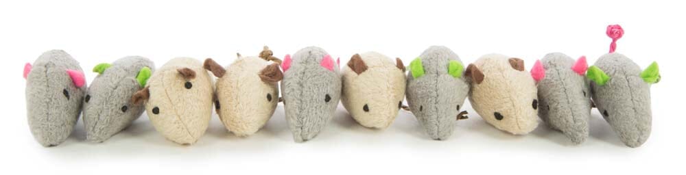 SmartyKat Skitter Critters Mice Catnip Toy - Grey and Tan - 10 Count - Value Pack  