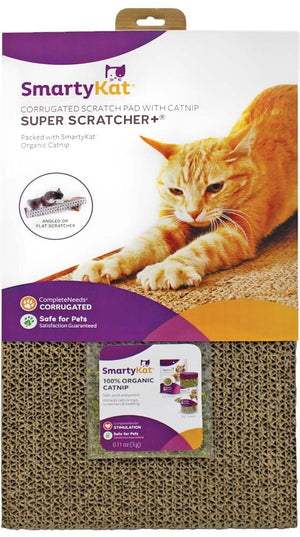 SmartyKat Super Scratcher+ Double Wide Corrugate with Catnip - Brown