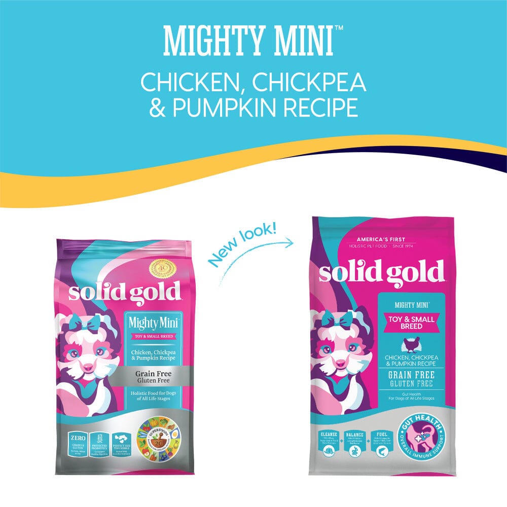 Solid Gold Grain Free Mighty Mini Chicken, Chickpea, & Pumpkin Toy & Small Breed Dry Dog Food  