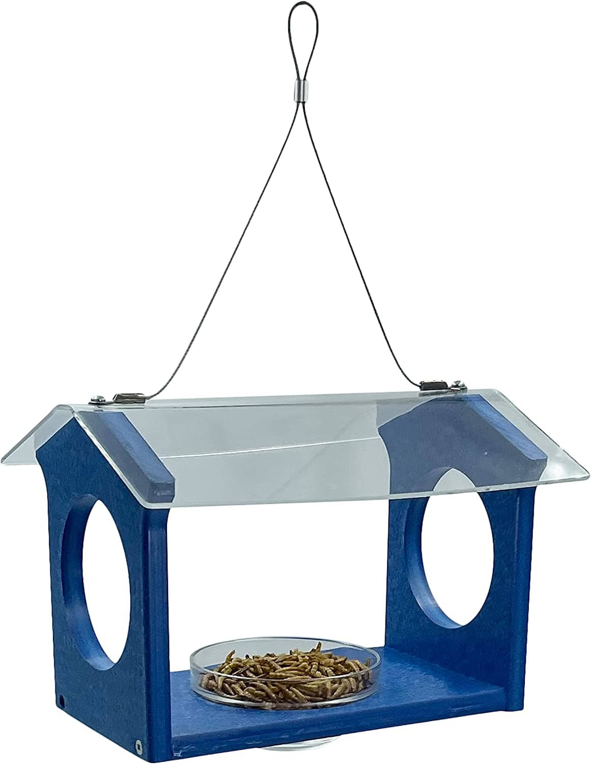 Songbird Essentials Bluebird Canteen Plastic Hopper Wild Bird Feeder - Blue - 7.5 X 10 X 17 In  