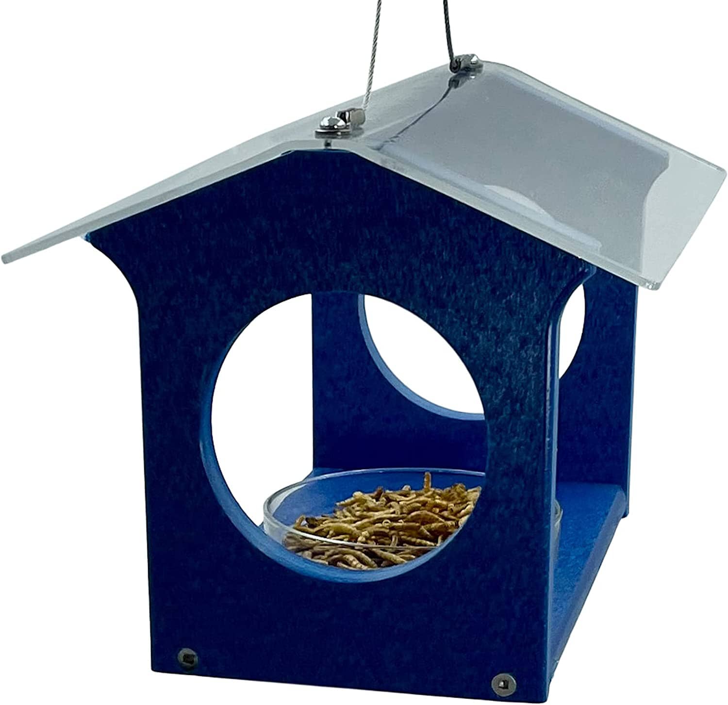 Songbird Essentials Bluebird Canteen Plastic Hopper Wild Bird Feeder - Blue - 7.5 X 10 X 17 In  