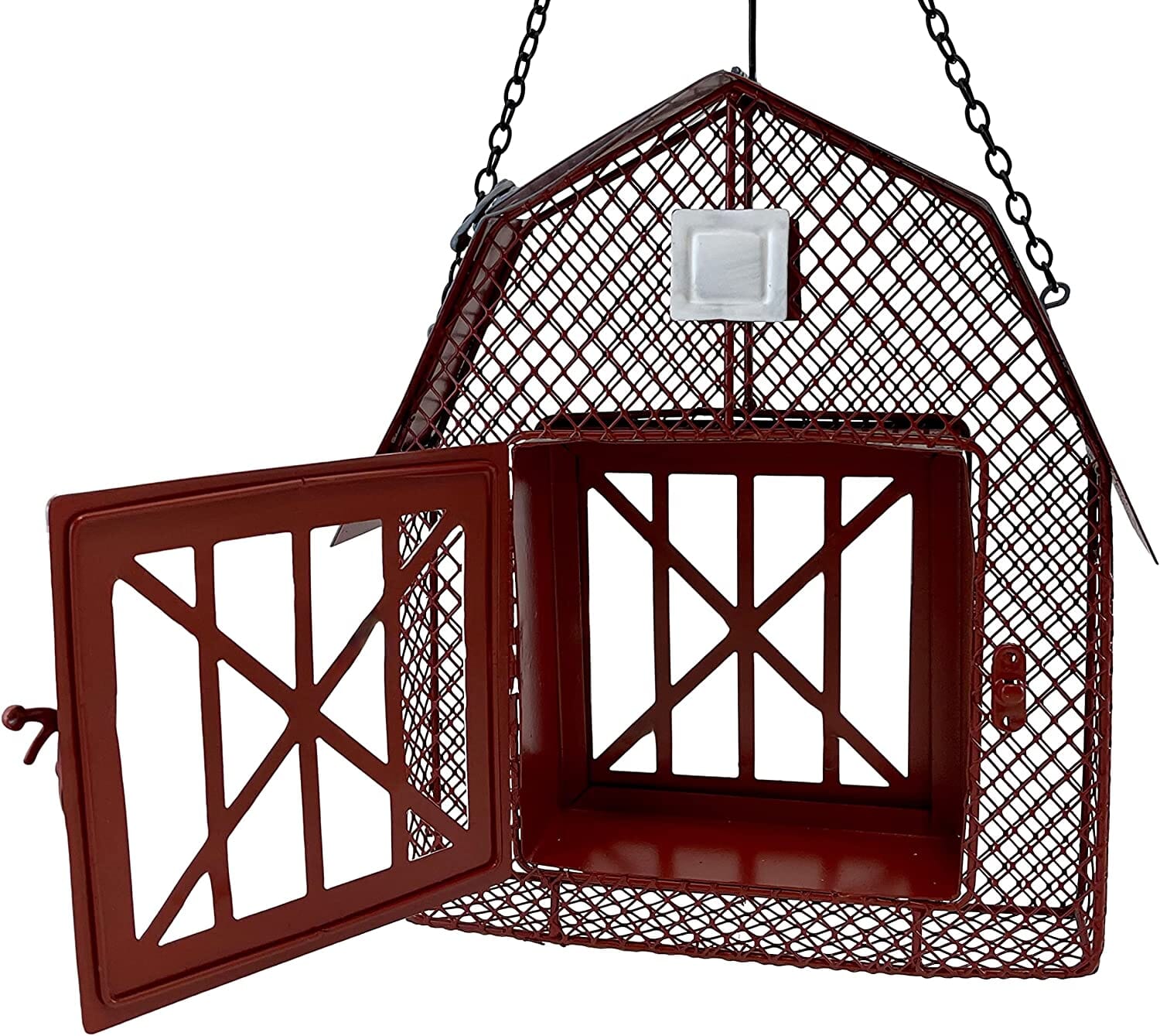 Songbird Essentials Mesh Barn Seed & Suet Feeder Suet and Seed Cake Wild Bird Feeder - Red - 2 X 9 X 16.5  