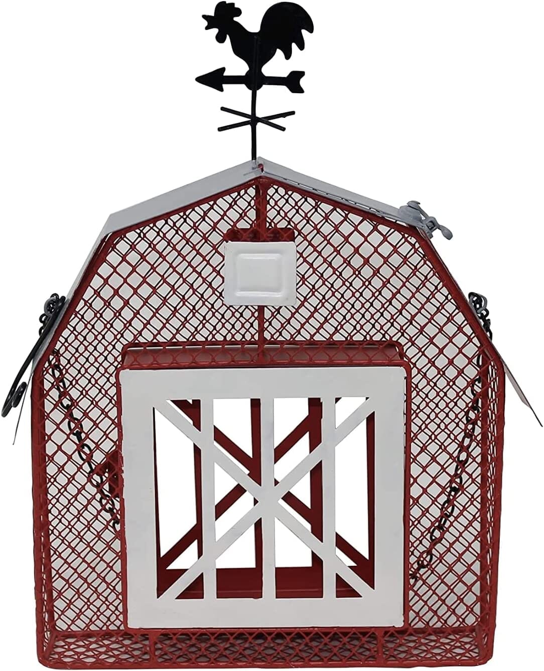 Songbird Essentials Mesh Barn Seed & Suet Feeder Suet and Seed Cake Wild Bird Feeder - Red - 2 X 9 X 16.5  