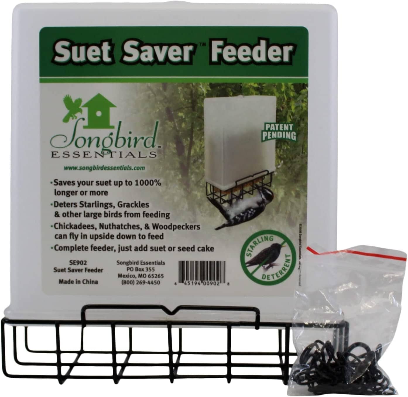 Songbird Essentials Suet Saver Bird Feeder Suet and Seed Cake Wild Bird Feeder - 1 Cake  