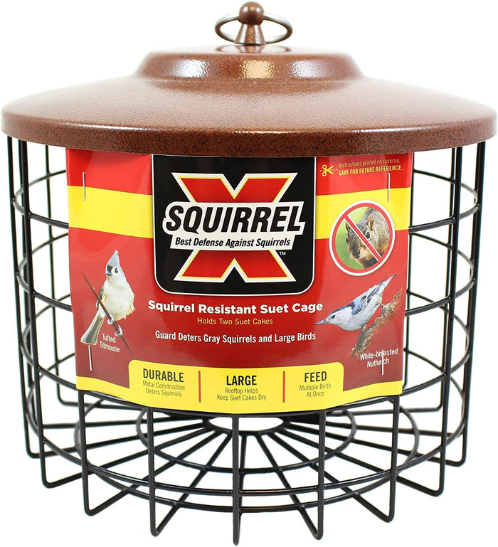 Squirrel-X Squirrel Proof Suet Feeder Suet and Seed Cake Wild Bird Feeder - Brown - Dbl
