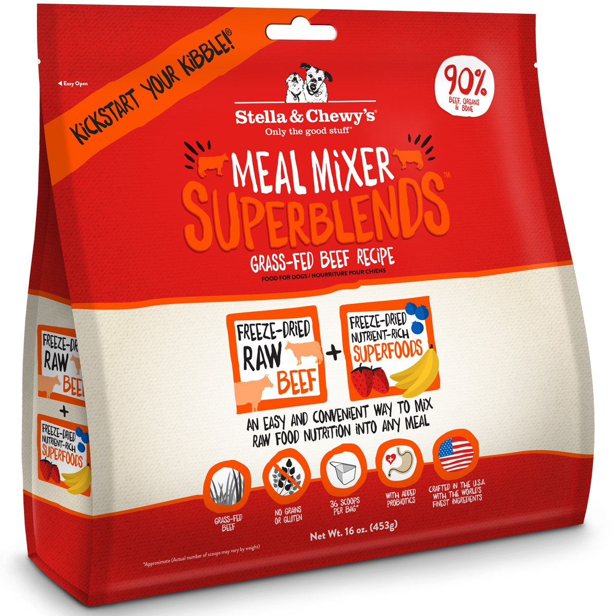 Stella & Chewy's Superblend Mixers Beef Freeze-Dried Dog Food - 16 Oz  