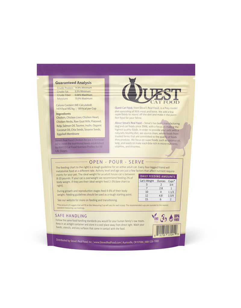 Steve's Real Food Cat Frozen Quest Nuggets Chicken - 2 lbs  