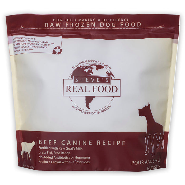 Steve's Real Food Dog and Cat Frozen Beef Nuggets - 5 lbs