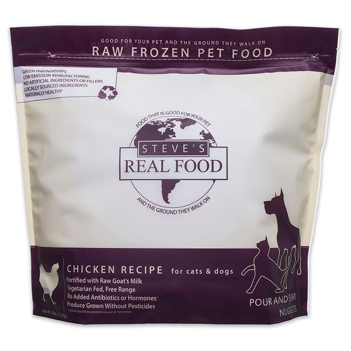 Steve's Real Food Dog and Cat Frozen Chicken Nuggets - 5 lbs