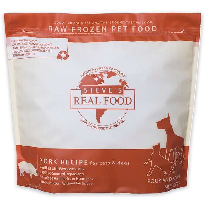 Steve's Real Food Dog and Cat Frozen Pork Nuggets - 5 lbs