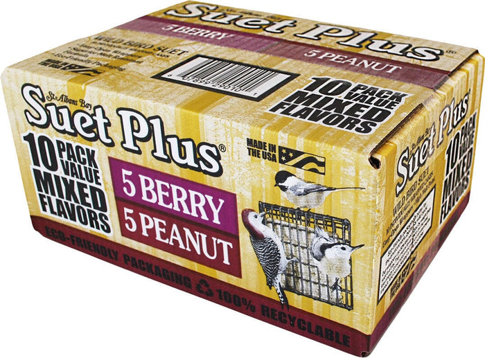 Suet Cakes Plus Mixed Flavor Extra Value Pack Wild Bird Food - Berry/Peanut - 10 Pack