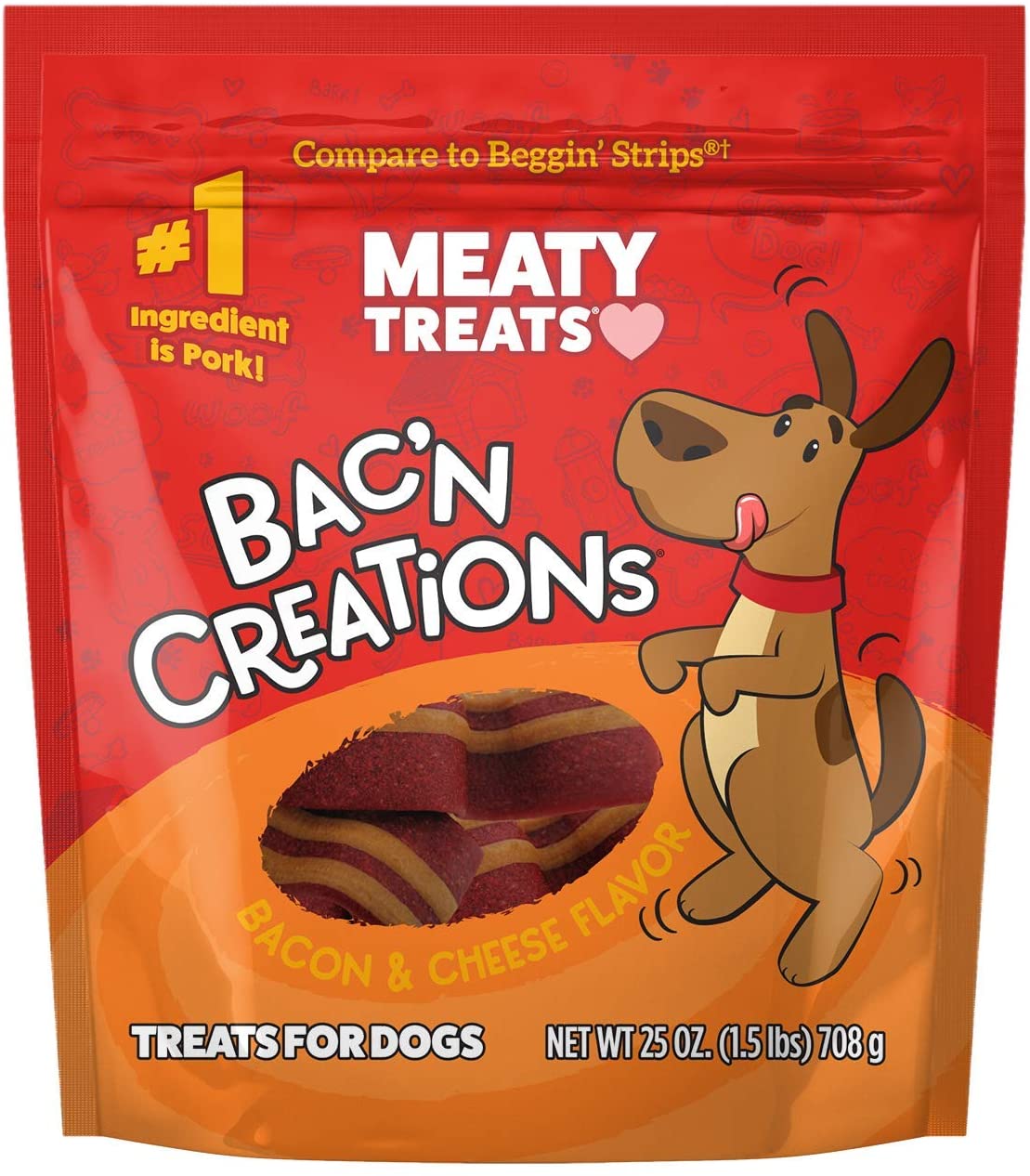 Sunshine Mills Meaty Treats Bacon/Cheese Creations Baked Dog Treats - 25 oz - Case of 6  