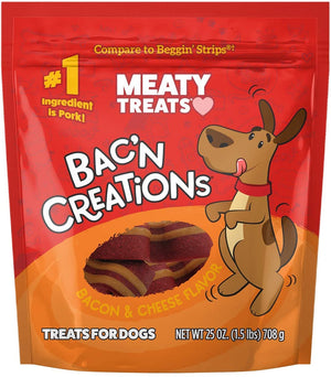 Sunshine Mills Meaty Treats Bacon/Cheese Creations Baked Dog Treats - 25 oz - Case of 6