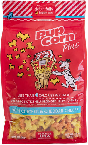 Sunshine Mills Pupcorn Plus w/ Chicken & Cheddar Natural Dog Treats - 27 oz - Case of 2