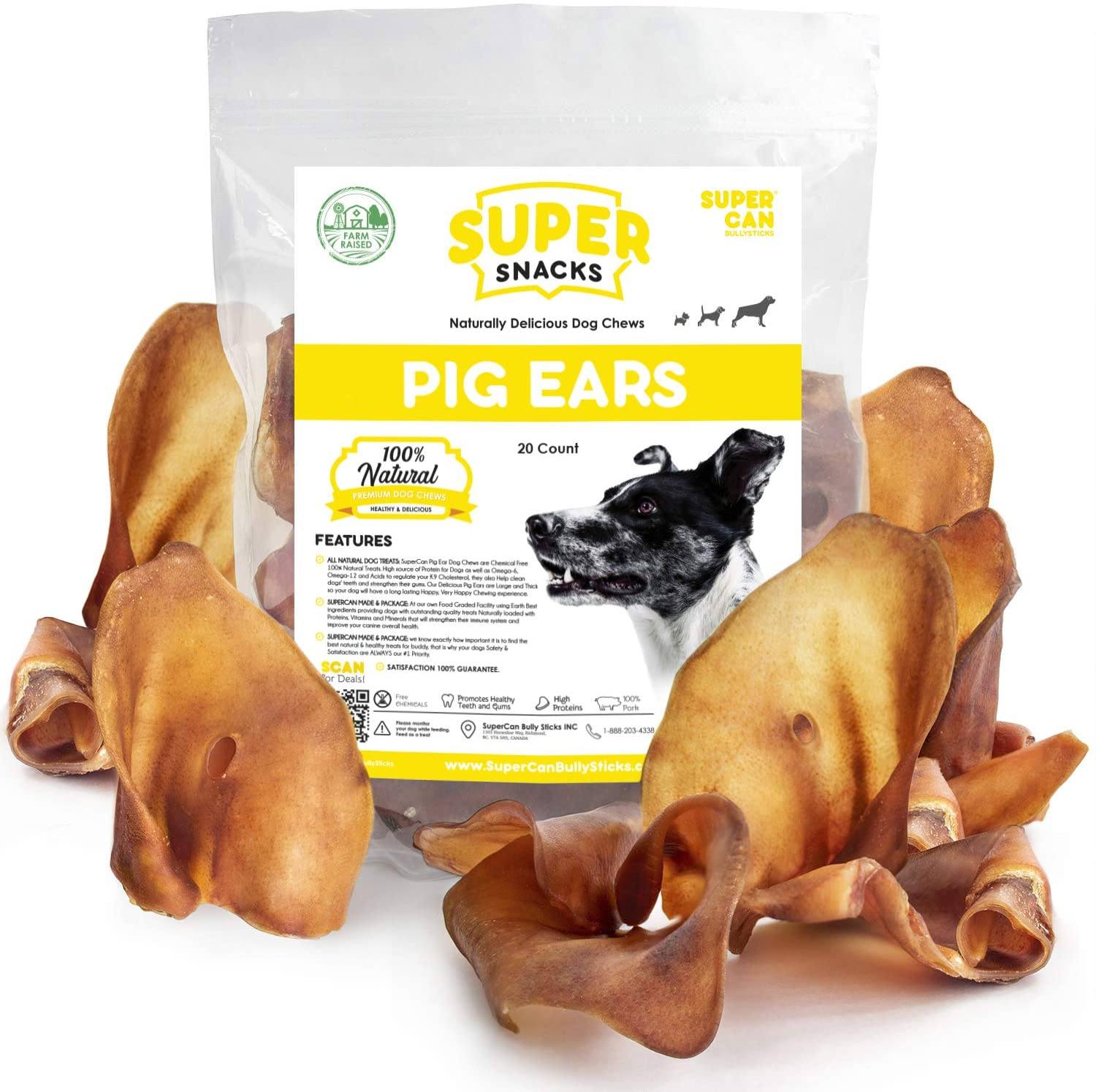 Supercan Pig Ears Natural Dog Treats - 100 Count  