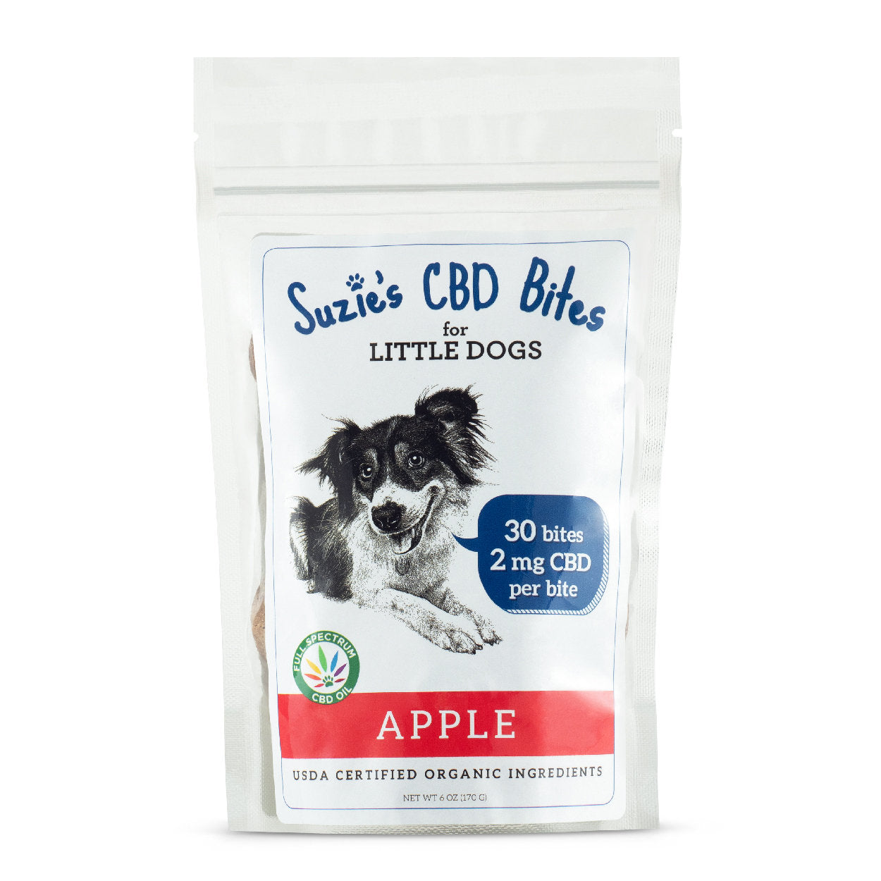 Suzie's CBD Treats Apple 4mg 5pk treat Dog Biscuits - 2 oz Bag  