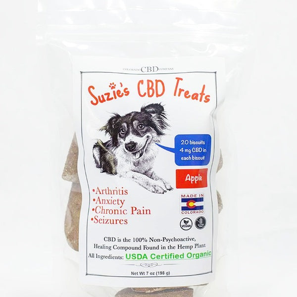 Suzie's CBD Treats Apple 4mg treat Dog Biscuits - 7 oz Bag  