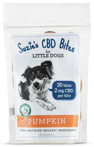 Suzie's CBD Treats CBD Bites for Small Dogs Pumpkin 2 mg Dog Biscuits - 30 ct Bag