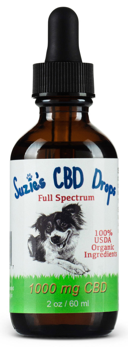 Suzie's CBD Treats Extra Strength Dog and Cat Health Supplements - 2 oz (1000mg) CBD Dropper  