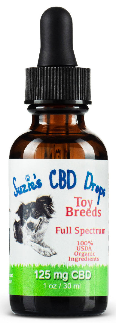 Suzie's CBD Treats Toy Breeds Dog Health Supplements - 1 oz (125mg) CBD Dropper  