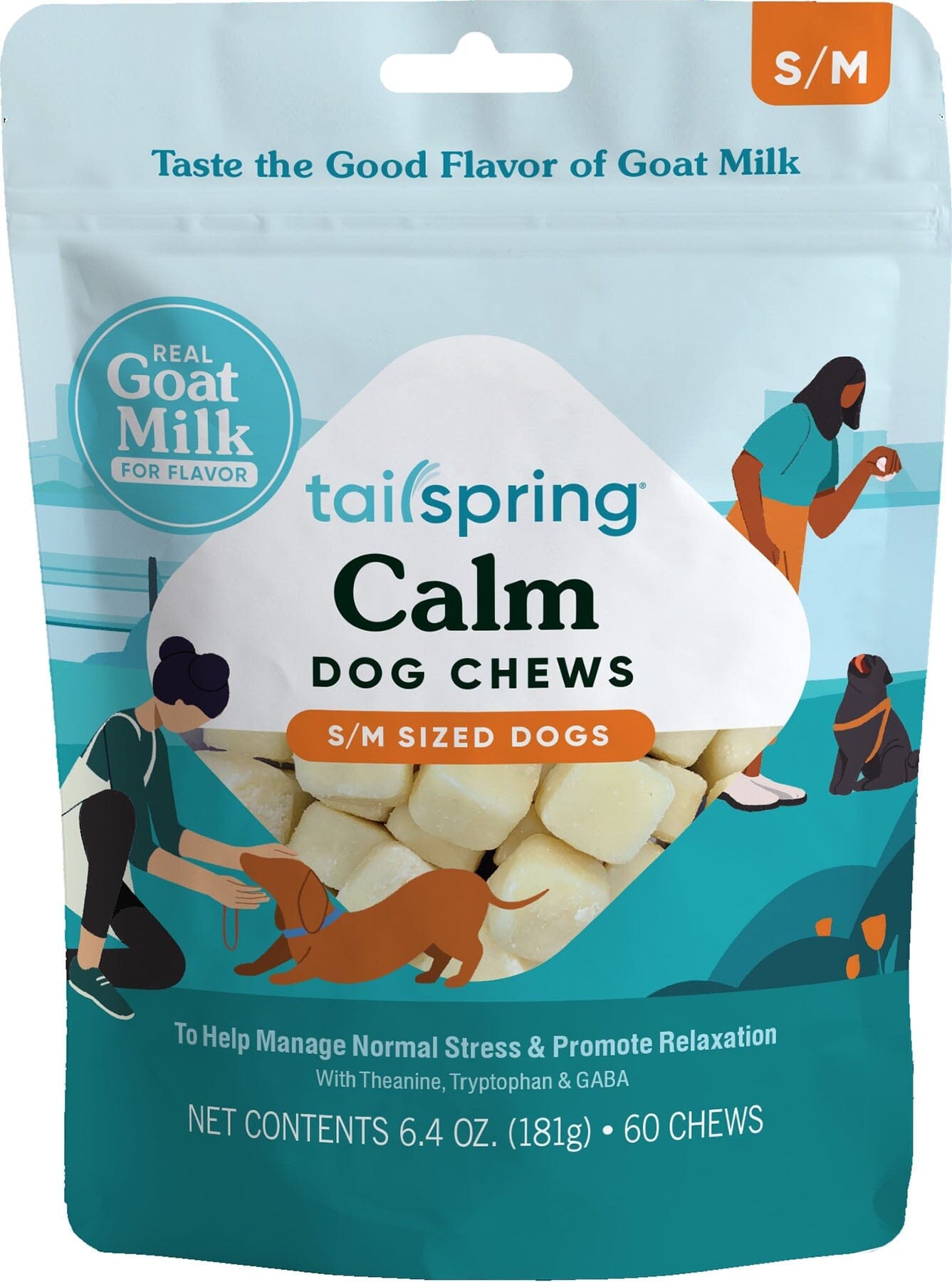 Tailspring Dog Chews Calm Breed Pouch - Small /Medium - 60 Count  