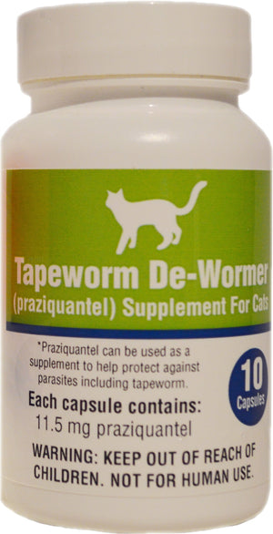 Tapeworm De-Wormer Capsule for Cats Cat Wormers - 10 Count